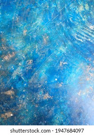 Blue Concrete Floor With Sea Watermark, Sea Watercolor Background Picture.