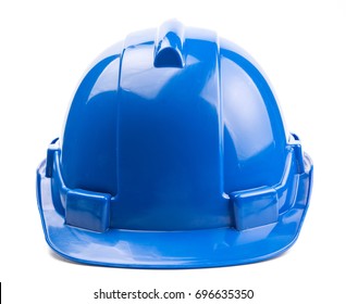 Blue Construction Helmet Isolated On White Background