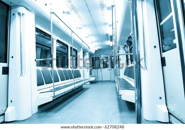 blue\
contemporary illuminated carriage\
interior