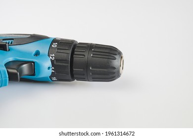 A Blue Cordless Drill With Battery Pack For Worker Device Tool.