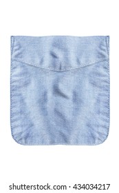 Blue Cotton Shirt Pocket Isolated Over White