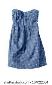 Blue Cotton Strapless Sundress On White Background