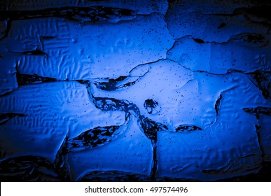 Blue cracked surface