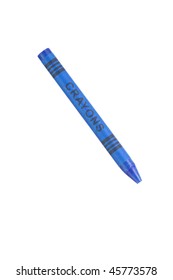 Blue Crayon Isolated On White Ready To Write