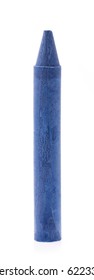 Blue Crayon Wax Pencil Isolated On White Background