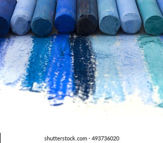 blue crayons, colorful image