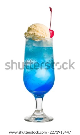 Blue cream Soda topped with a cherry
