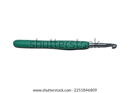 blue crochet hook, needlework, with clipping path isolated on white background
