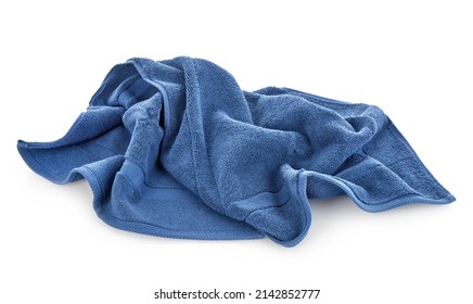 Blue Crumpled Towel On White