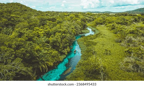 the blue crystalline Sucuri river in the touristic city of Bonito in Mato Grosso do Sul - Brazil