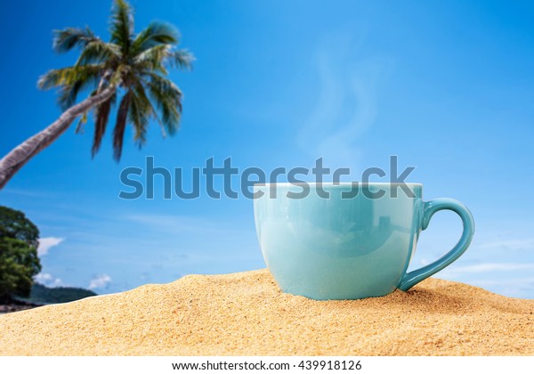 Blue Cup Coffee Good Morning Text Stock Photo Edit Now