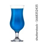 Blue curacao cocktail in hurricane glass isolated on white background with clipping path.