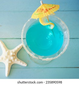 Blue Curacao Cocktail With Lemon 