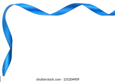 Blue Curled Ribbon Border, Isolated On White Background