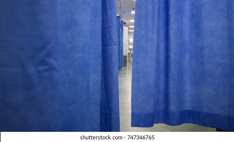 Blue Curtains In Hospital Ward