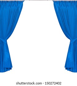 Blue Curtains On White Background