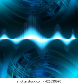 blue Cyber digital wave data technology background