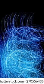 blue dashed lines of lights on a black background