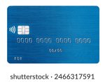 blue debit  card closeup on transparent background for design purpose