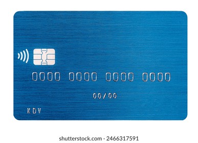 blue debit  card closeup on transparent background for design purpose