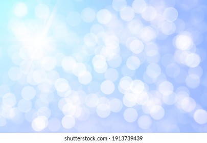 Blue Defocused Light. Spring Background. Abstract Burst Of Light With Sparkles. Summer Background