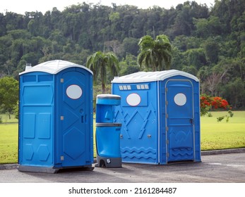 Blue Deluxe Porta Potty, Porta John, Portable Restrooms, Portable Toilets, Traditional And Handicap With Hand Wash Station For An Event