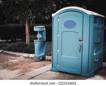 Blue Deluxe Porta Potty, Porta John, Portable Restrooms, Portable Toilets, Traditional, Handicap With Hand Wash Station