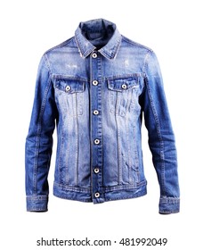 blue denim jacket, isolate on a white background