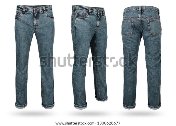 Blue Denim Jeans Isolated On White Stock Photo 1300628677 | Shutterstock