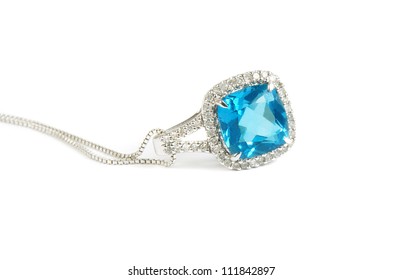 Blue Diamond Necklace Closeup