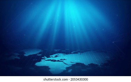 blue digital light source, equalizer sound waves, blue light drops - Powered by Shutterstock