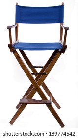 Blue Directors Chair Isolated On A White Background
