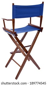 Blue Directors Chair Isolated On A White Background