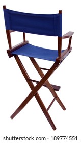 Blue Directors Chair Isolated On A White Background