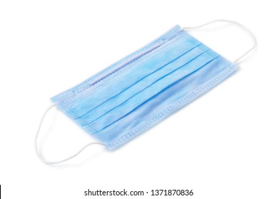 Blue Disposable Medical Face Mask Isolated On White