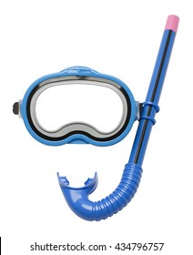Blue Diving Mask and Snorkel Isolated on White Background. - Shutterstock ID 434796757