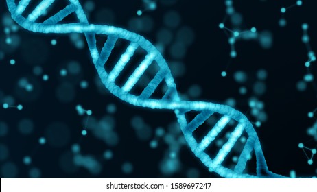 Blue DNA structure isolated background. 3D illustration, Science and technology abstract background and texture.