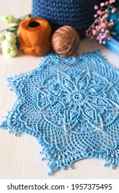 Blue Doily. This Photo Has Been Taken In Prague, 2021