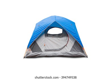 Blue dome tent, isolated on white background with clipping path - Shutterstock ID 394749538