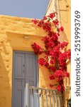 Blue door in Ermoupoli in Syros island, Cyclades islands, Greece, Europe