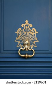 Blue And Door Gold Knocker