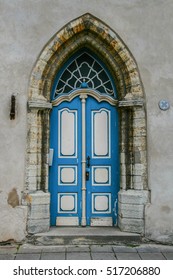 Blue Door With Gothic Arch