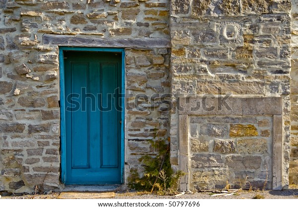 Blue Door Stone Wall Stonedup Fireplace Buildings Landmarks