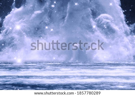 Blue dreamy galactic cloud background image