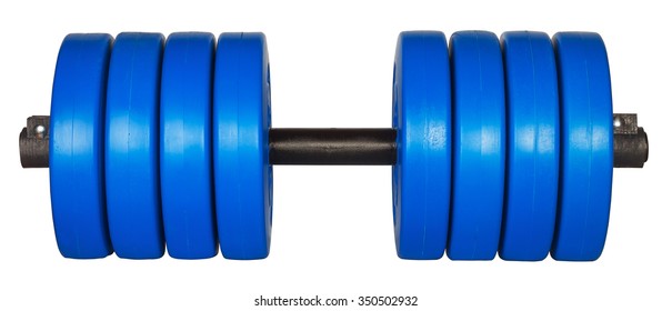  Blue Dumbells Weight Isolated On White Background