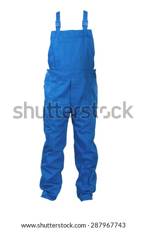 Blue dungarees -protective clothing. Isolated on white.