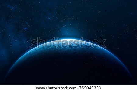 Blue Earth in the space. Colorful art. Solar system. Blue gradient. Space wallpaper. Elements of this image furnished by NASA