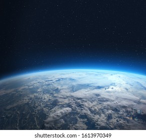 Голубая земля в космосе. Вид на планету Земля из космоса. Элементы этого изображения, предоставленного NASA.
