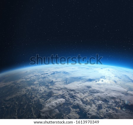 Blue Earth in the space. View of planet Earth from space. Elements of this image furnished by NASA.