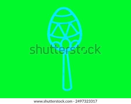 Blue Easter, egg bubble blowing wand on a green screen